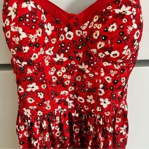 [S] Floral/Feminine Red Beach Midi Dress